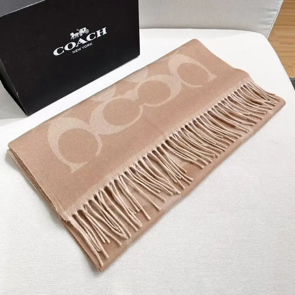 Coach beige logo pattern scarf